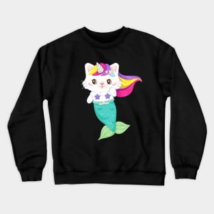 Cute mermaid cat magical Crewneck Sweatshirt